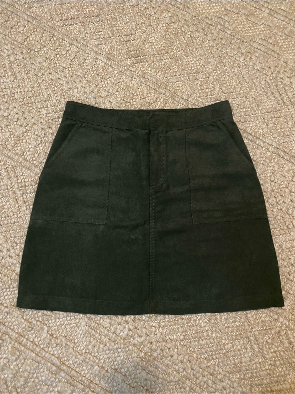 Banana Republic Classic Dark Green Suede A-Line Skirt